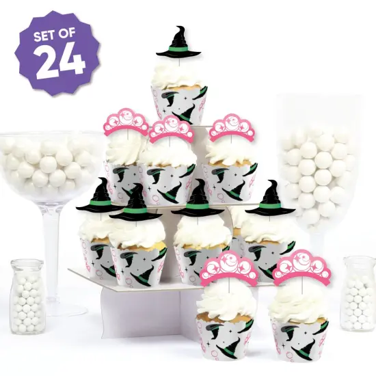Big Dot of Happiness Witch Cupcake Decoration Kit, Good Pink and Green Birthday or Witch Halloween Party Cupcake Wrappers and Treat Picks - Set of 24 {4}