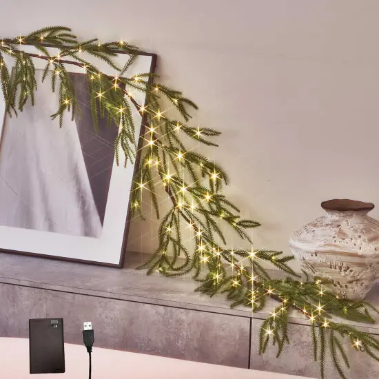 Lighted Norfolk Pine Garland {1}