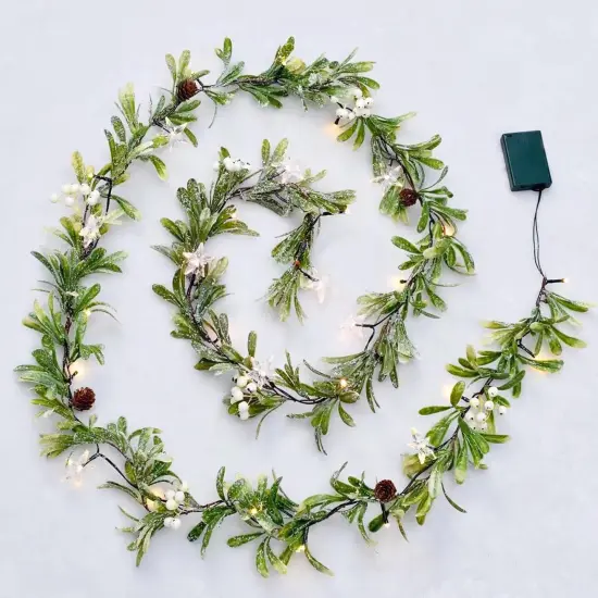 6ft Snowy Olive Christmas Garland {1}