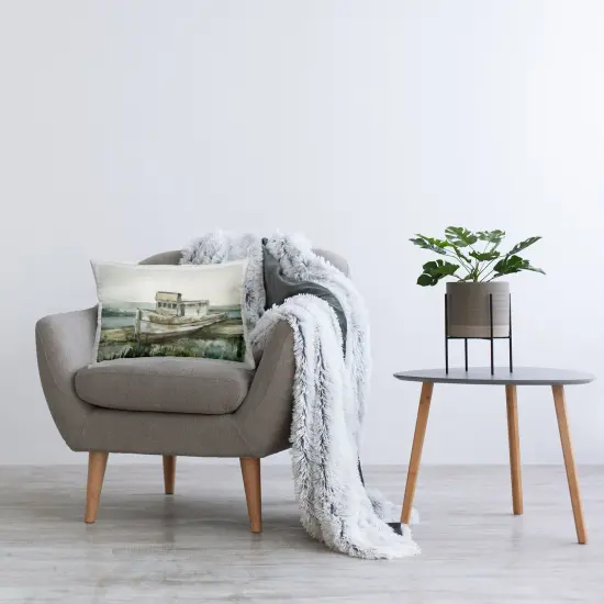 Stupell Industries Beached Fishing Boat Indoor Pillow, 14 x 7 x 20 {2}