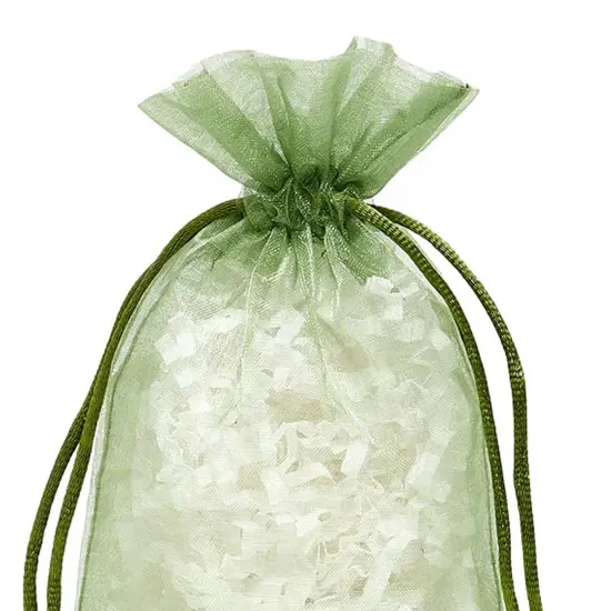 Flat Bottom Organza Bags 3 1/2''x1''x5 1/2'' for Small Business Packaging Moss Green {5}