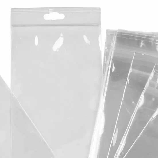 Resilient Lip & Tape Cello Bags with Header 5" x 7" 1.6 mil {3}