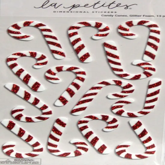 La Petites Candy Canes Glitter Dimensional Foam Stickers {1}