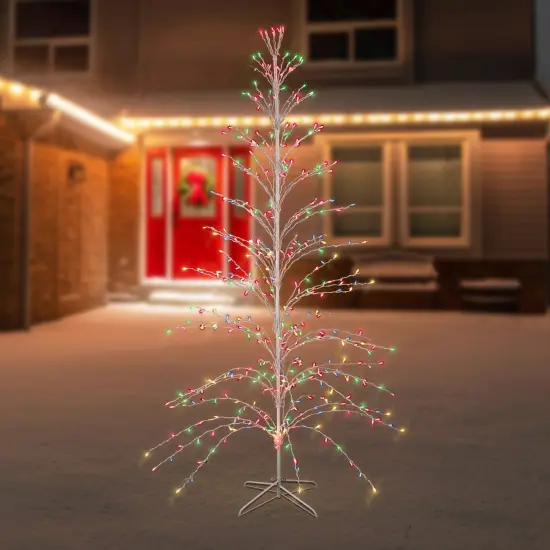Northlight Pre-Lit Cascade Twig Tree Outdoor Christmas Decoration - 9' - Multicolor Lights {4}