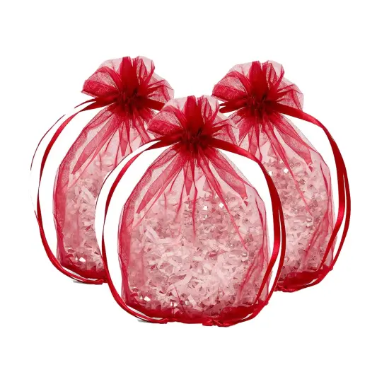Wide Round Flat Bottom Organza Bags 6 1/2 '' X 4 '' X 7 '' for Events Burgundy {5}