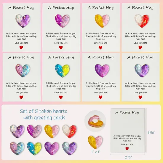 Wrapables Pocket Hug Valentines Day Token Heart Gift with Greeting Card (Set of 8) {2}