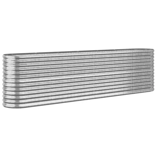 vidaXL Garden Raised Bed Powder-coated Steel 102.4"x15.7"x26.8" Silver {2}