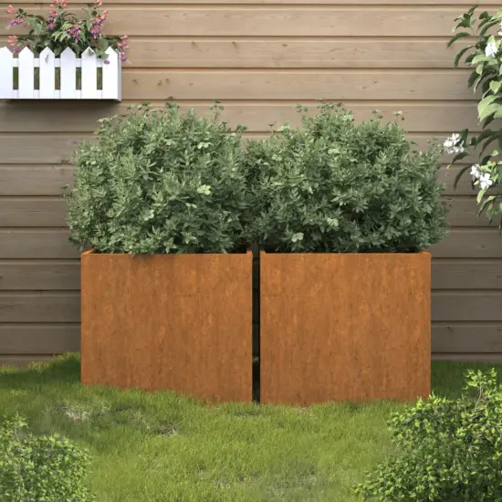 vidaXL Planters 2 pcs 16.5"x15.7"x15.4" Corten Steel {1}
