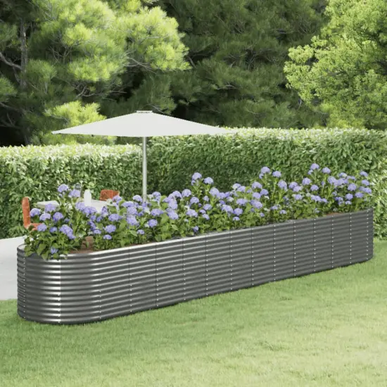 vidaXL Garden Raised Bed Gray 218.1"x39.4"x26.8" Powder-coated Steel {1}