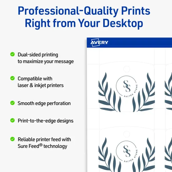 Avery Printable Arched Square Printable Tags, Sure Feed Technology, 2" x 2-3/16", Matte White Cardstock, Print-to-The-Edge, Laser/Inkjet Printable, 120 Total {8}