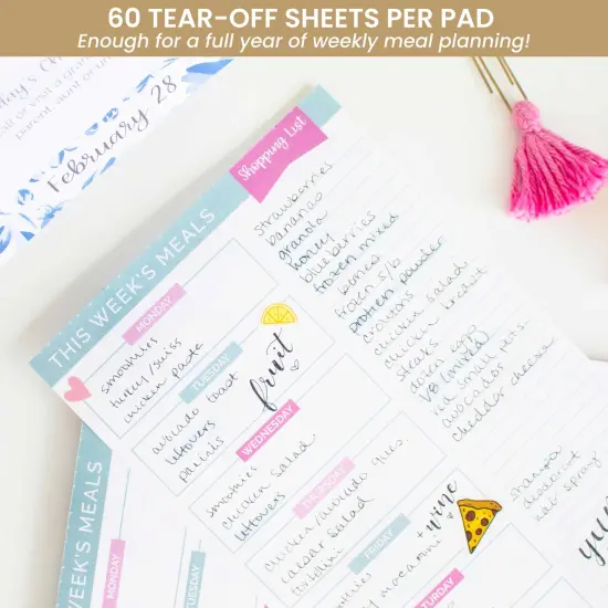 bloom daily planners Planning Pad, 6" x 9", Meal Planning Pad with Magnets, Pink & Teal {4}