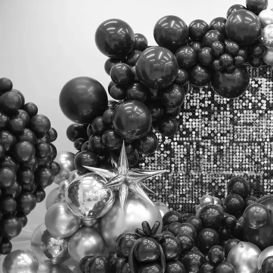 200 Pieces Black Balloons Different Sizes 5 10 12 18 Inch Latex Balloons Balloon Garland Arch Kit for for Black Themed Party Decorations {5}