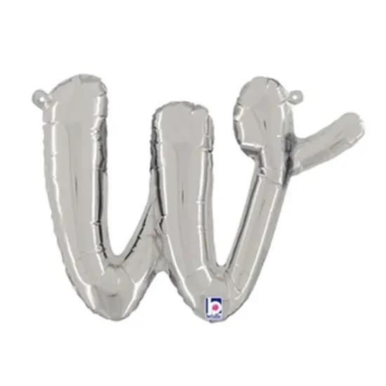 Betallic&reg; 14 Inch Script Letter W Silver Air Fill Only Balloon {1}