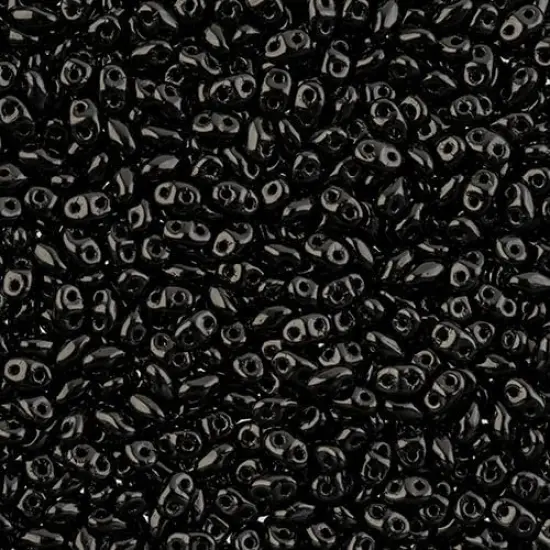 Matubo 2-Hole Czech Glass Opaque Miniduo Beads, 50g Jet {1}