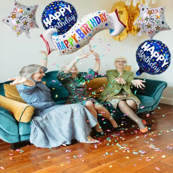 Birthday Decoration Set Colorful Happy Birthday Banner Balloon,Star and Circle Mylar Foil Balloon for Girls Boys Kids & Adults Birthday Decorations and Party Supplies 5PCS {4}