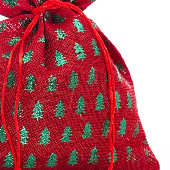 Metallic Christmas Tree Fabric Bag 4&rdquo; x 6&rdquo; Holiday Wrapping {4}