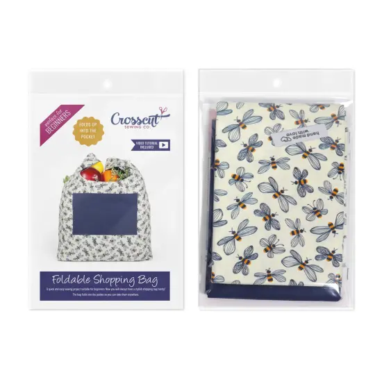 Crosscut Sewing Co.&reg; Foldable Shopping Bag Sewing Kit - Beginner Sewing Project Kit Bees {2}