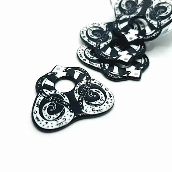 1, 4 or 20 Pieces: Black and White Snake Ouija Planchette Charms - Double Sided {1}