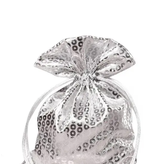 Faux Sequin Printed Satin Bag 5" x 7" Sparkling and Elegant {4}