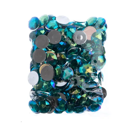 John Bead 20mm Round Acrylic Flat Back Rhinestones, 200pcs Turquoise AB {4}