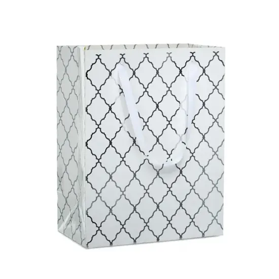 Red & Silver Diamond Grid Euro Tote 10.1/4"x 4.3/4" x 12.5/8" Elegant {3}