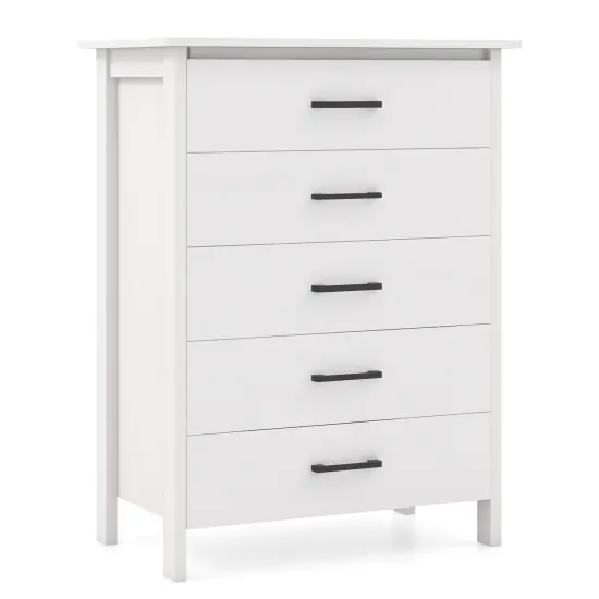 Costway Modern 5 Drawer Chest Storage Dresser Cabinet with Metal Handles Gray/White {8}