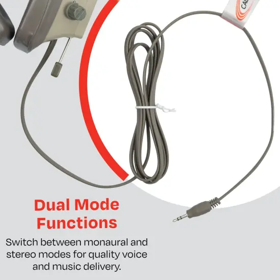 Califone EH-3SV Explorer Binaural Headphones, 3.5mm Plug, Light Grey/Beige {6}