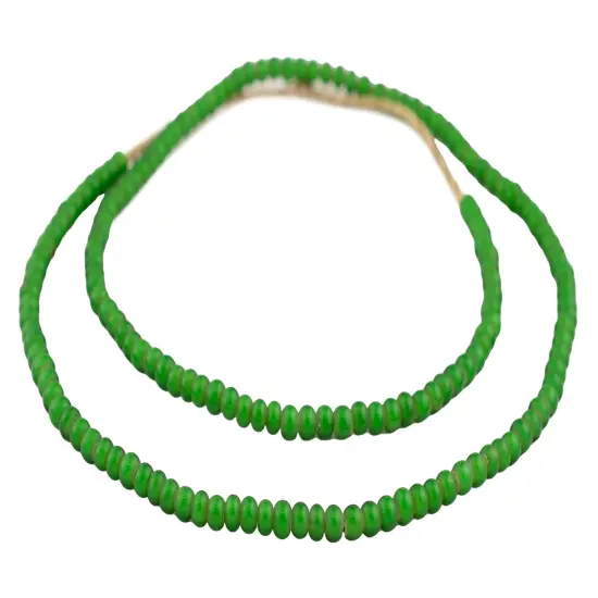 The Bead Chest White Heart Beads - Full Strand of Glass African Trade Beads (6mm, Green) {3}