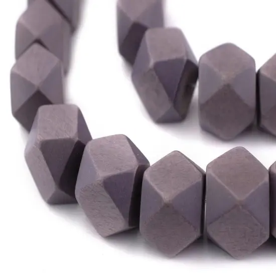 The Bead Chest Grey Cornerless Cube Wood Beads: 17mm Diamond Cut Natural Organic Beads for Jewelry Making {1}