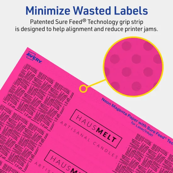 Avery Neon Magenta Paper Labels, 1.75" x 7.75" Rectangle {4}