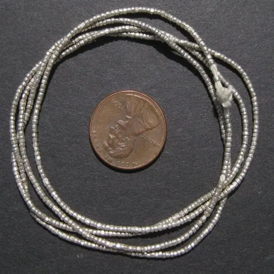 The Bead Chest Silver Heishi Beads &ndash; 1.5mm Ethiopian Metal Spacers, Full Strand for Jewelry MakingI Approximately 450-540 Beads {2}
