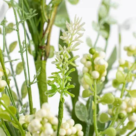 24" Fabric Flower, Leaf, Berry Spray: White {4}