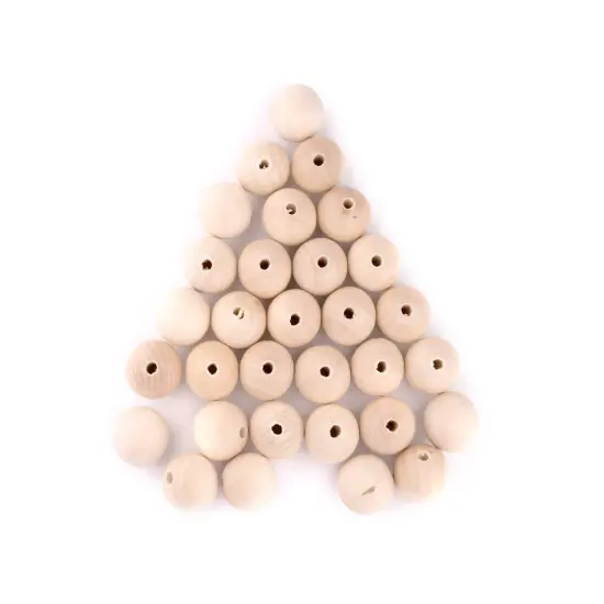 The Bead Chest Unfinished Natural Wood Beads (30mm, Set of 10) {1}