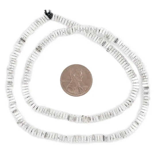 The Bead Chest Faceted Shiny Silver Triangle Heishi Beads (4mm, 16 Inch Strand) {2}