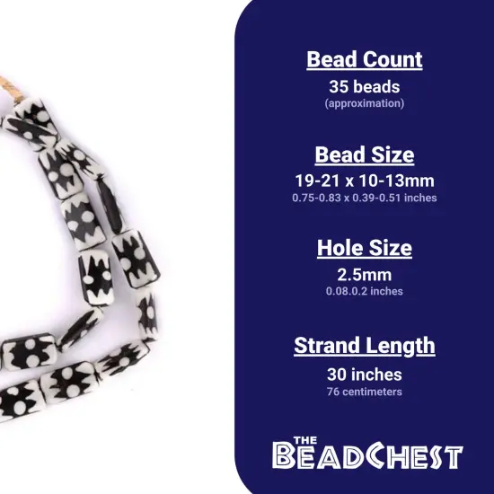 The Bead Chest Doodle Design Batik Bone Beads (Rectangular) {4}
