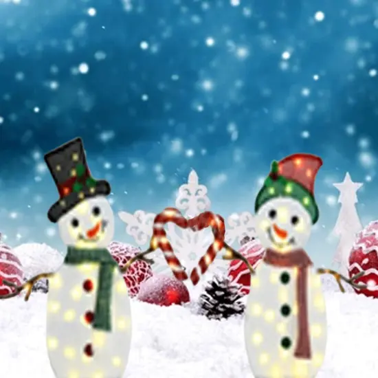 Set of Two Lighted Heart-Shaped Snowmen 30" & 32"H Christmas Decorations {5}