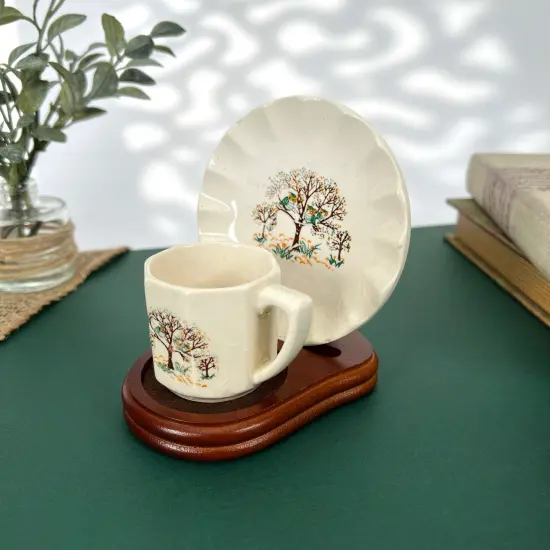 Bard's Demi-Tasse Walnut MDF Cup and Saucer Stand, 3.5" H x 3.5" W x 4.5" D {5}