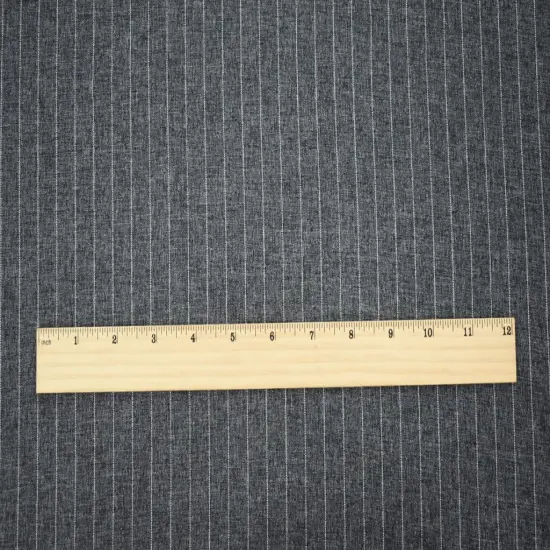 Gray-Black-White Poly Pinstripe Texture Shirting Woven Fabric By the Yard {5}