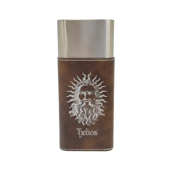 Cigar Case with Cutter - Helios God of the Sun - Leather Black/Silver {4}
