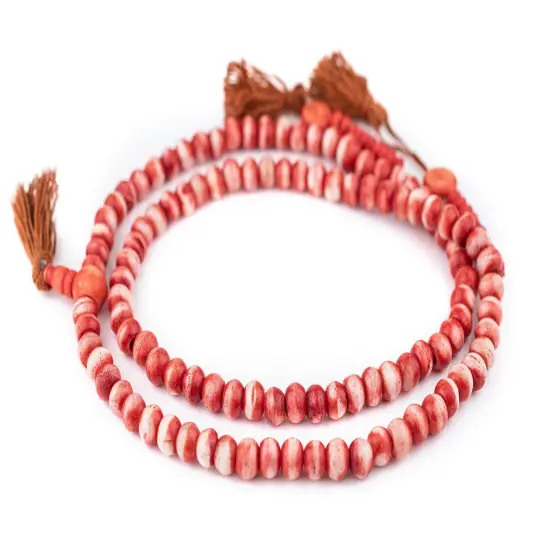 The Bead Chest Red Rustic Bone Mala Beads (8mm) {3}