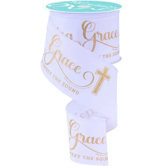2.5" Amazing Grace Ribbon: White (10 Yards) {1}