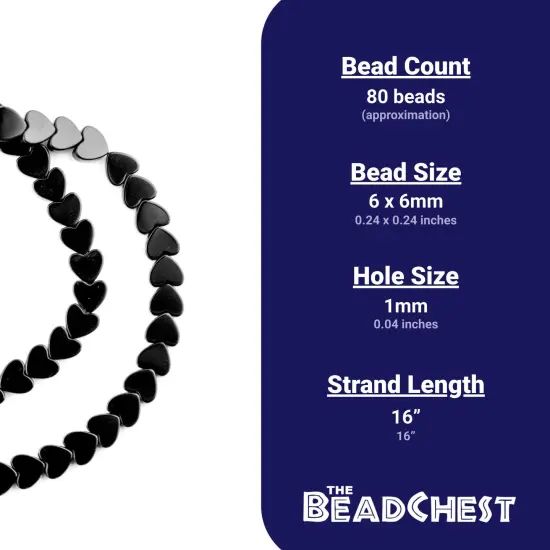The Bead Chest Heart-Shaped Onyx Beads (6mm) {4}