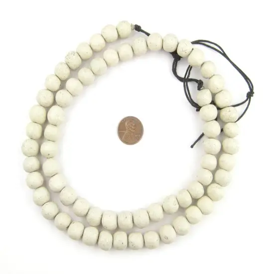 The Bead Chest Moroccan Pottery Beads, White, Round: Genuine North African Berber Tribal Beads for DIY Jewelry Making and More {1}