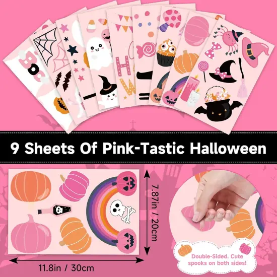 Pink Halloween Window Clings Decorations Cute Window Decals {2}