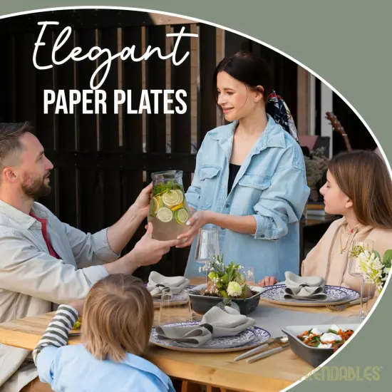 Earthtrends Heavy Duty Paper Plates for parties &ndash; Includes 8-Inch Paper Dessert Plates and 10-Inch Paper Dinner Plates &ndash; Disposable Floral Paper Plates for Parties, Weddings, Events, BBQs, Birthdays, Catering, Holidays &ndash; Elegant Tableware Set Florentine {6}