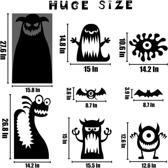 11 Pieces Halloween Giant Monster Window Clings {3}