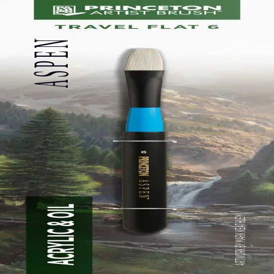 Princeton Series 6500 Aspen Synthetic Brush-Long Handle Travel Flat Size 6 {1}