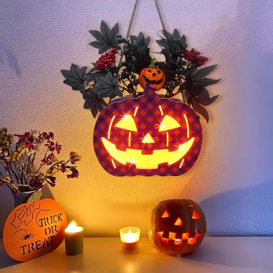 Lighted Halloween Pumpkin Sign {2}