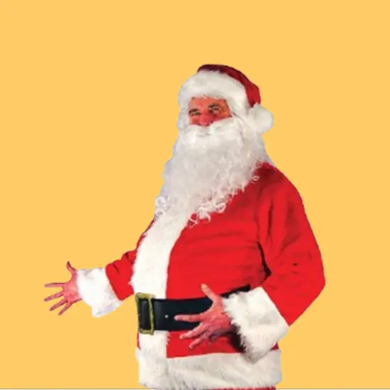 Large Mens Santa Suit Plush Fur Trimmed Jacket, Pants, Hat, Belt and Beard Set {4}