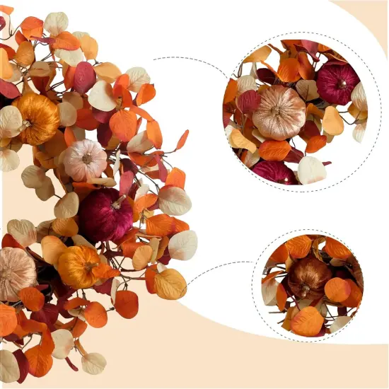 Fall Eucalyptus Velvet Pumpkin Wreath {3}